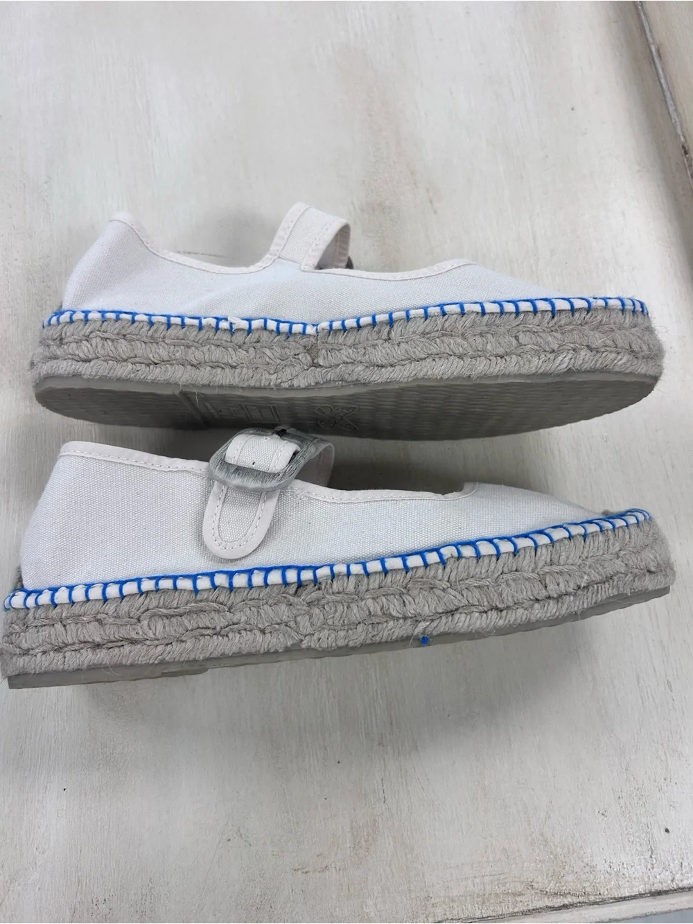 Free People Surfside Mary Jane Espadrille Size 8 Natural Blue Accent